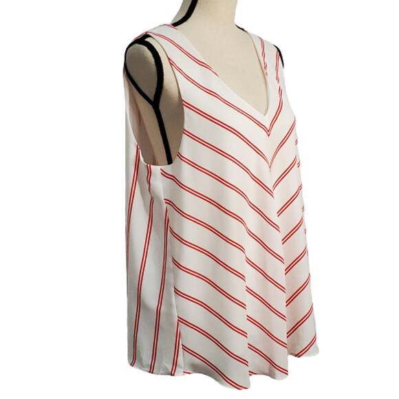 Cynthia Rowley Red Stripe Chevron Lined Tank Tunic Flowy Career XL - Picture 2 of 8